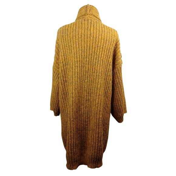 Anthropologie Stevie Boho Fringe Cardigan Sweater Mustard Chunky Oversized OS - Picture 4 of 12